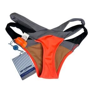 Les Canebiers NWT Palmier Bikini Bottom Coral Colorblock St Tropez 36 US 4 S
